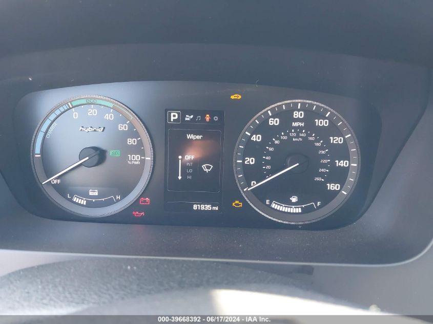 2017 Hyundai Sonata Hybrid Se VIN: KMHE24L32HA063406 Lot: 39668392