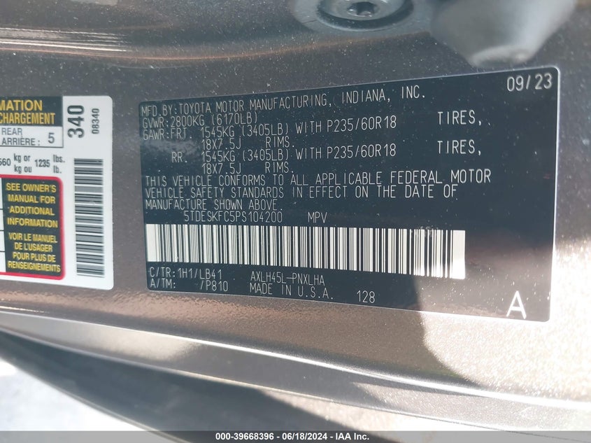 2023 TOYOTA SIENNA PLATINUM - 5TDESKFC5PS104200