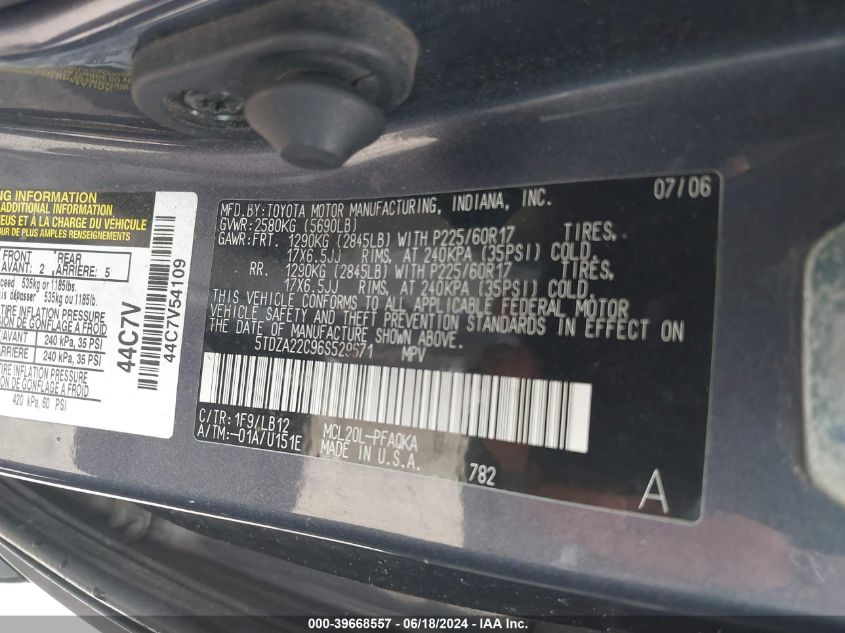 5TDZA22C96S529671 2006 Toyota Sienna Xle