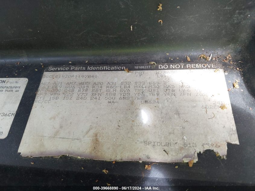 1994 Chevrolet Gmt-400 C1500 VIN: 2GCEC19Z0R1197841 Lot: 39668890