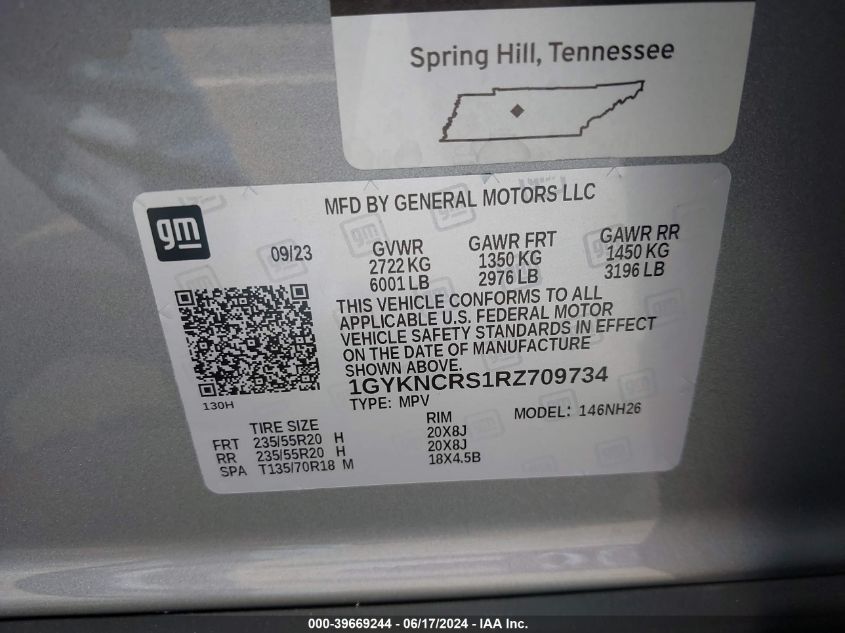 2024 Cadillac Xt5 Fwd Premium Luxury VIN: 1GYKNCRS1RZ709734 Lot: 39669244