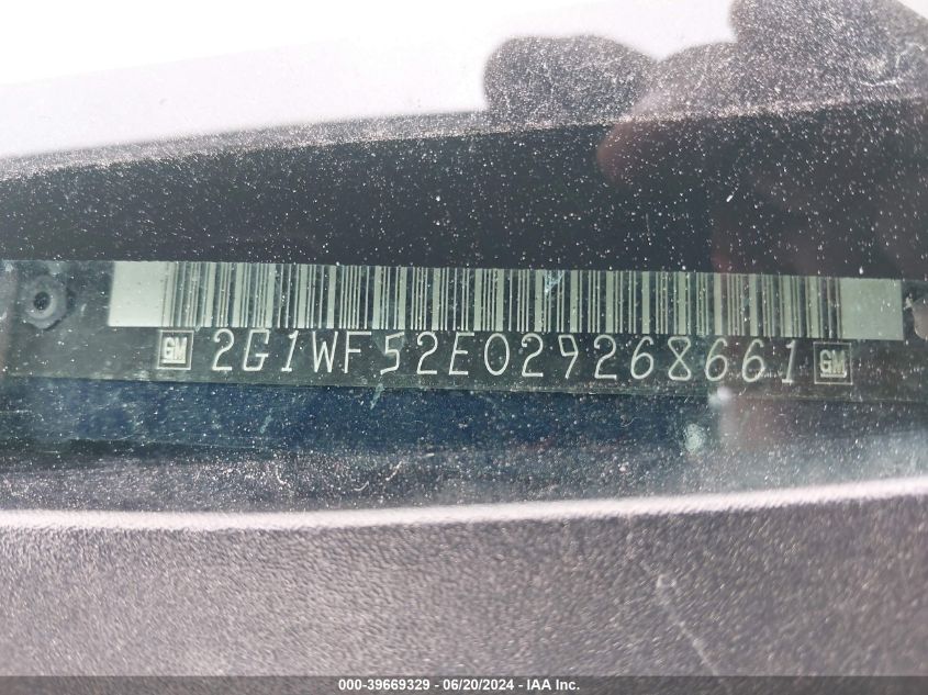 2002 Chevrolet Impala VIN: 2G1WF52E029268661 Lot: 39669329