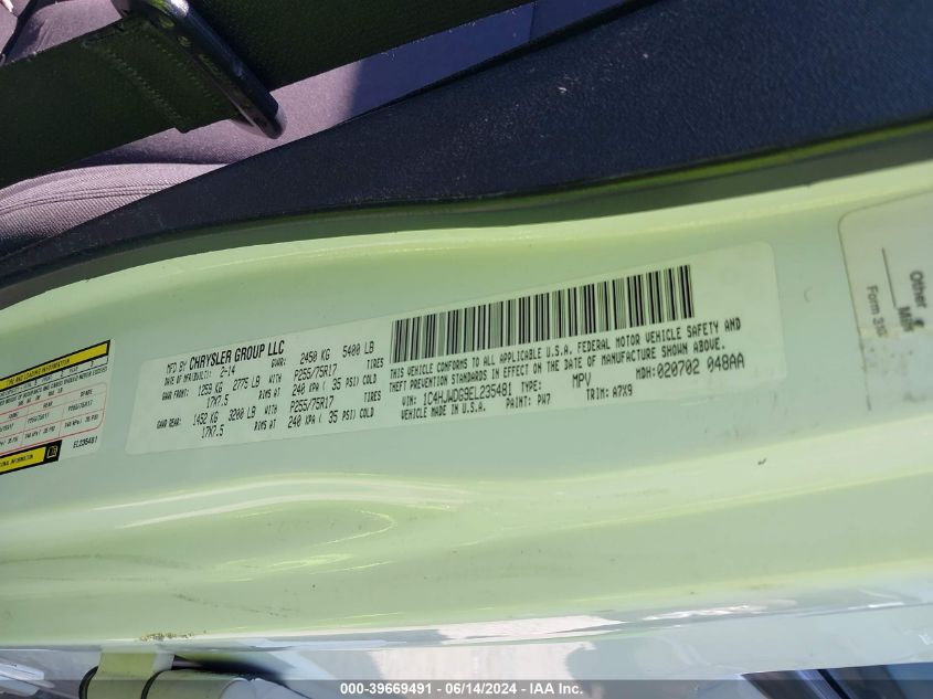 2014 Jeep Wrangler Unlimited Sport VIN: 1C4HJWDG9EL235481 Lot: 39669491