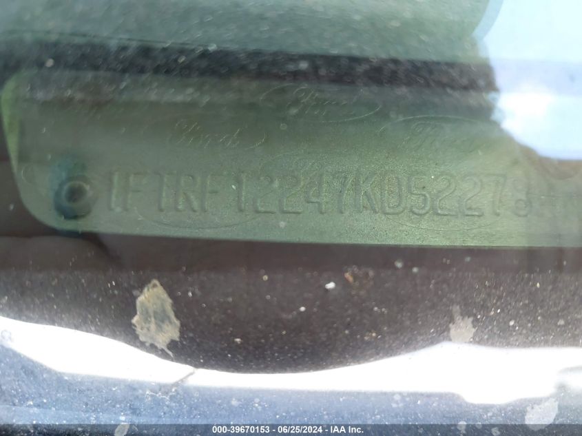 2007 Ford F150 VIN: 1FTRF12247KD52278 Lot: 39670153