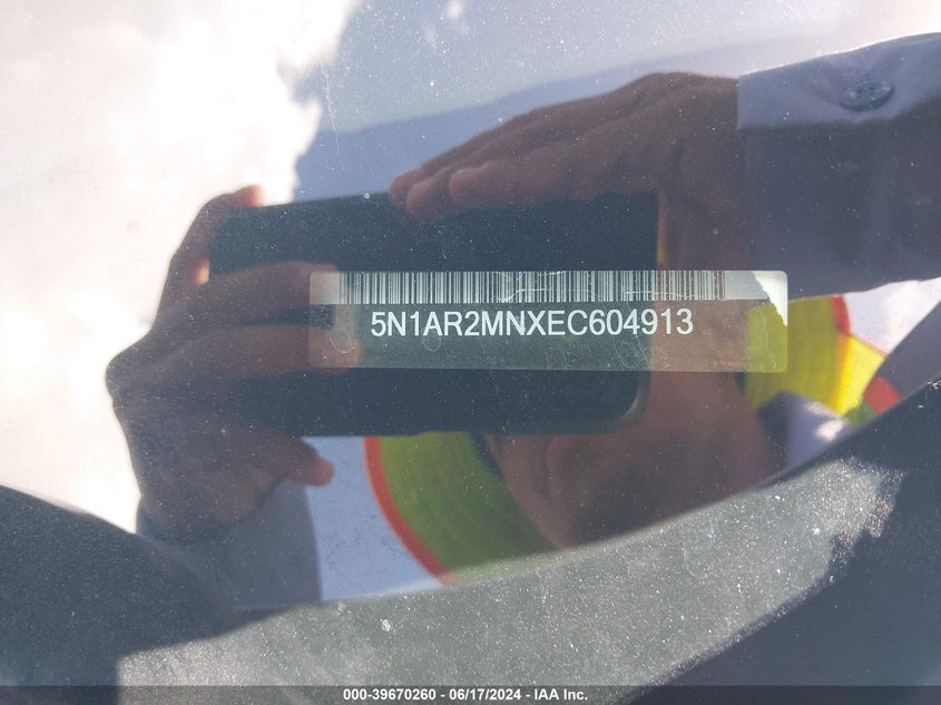 2014 Nissan Pathfinder Sv VIN: 5N1AR2MNXEC604913 Lot: 39670260