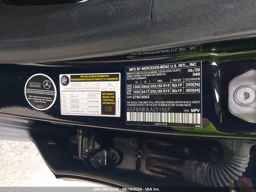 VIN 4JGFB4JB3LA251567 2020 MERCEDES-BENZ GLE 350