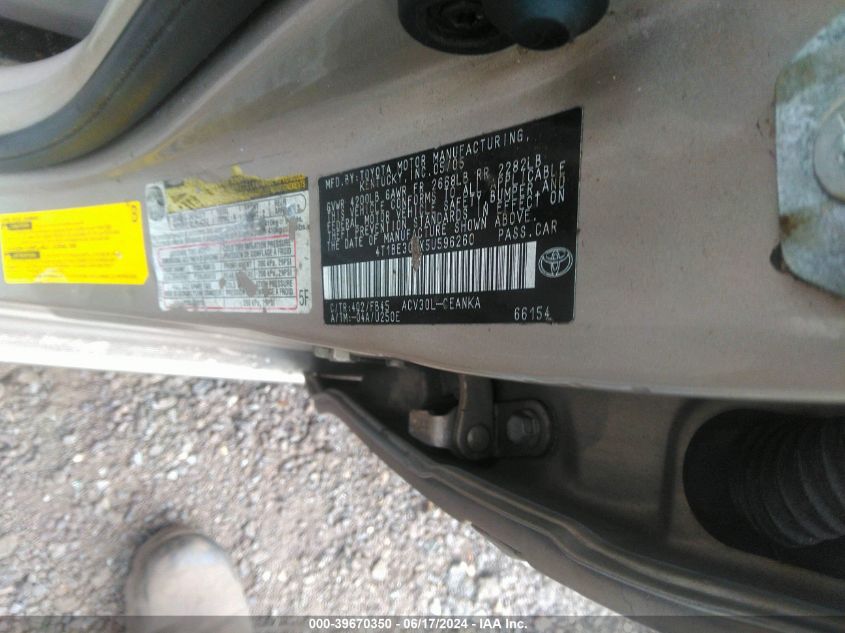 2005 Toyota Camry Le VIN: 4T1BE30KX5U596260 Lot: 39670350