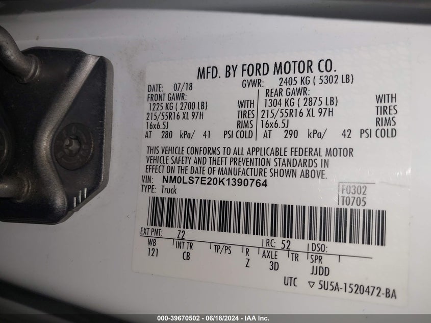 2019 FORD TRANSIT CONNECT XL - NM0LS7E20K1390764