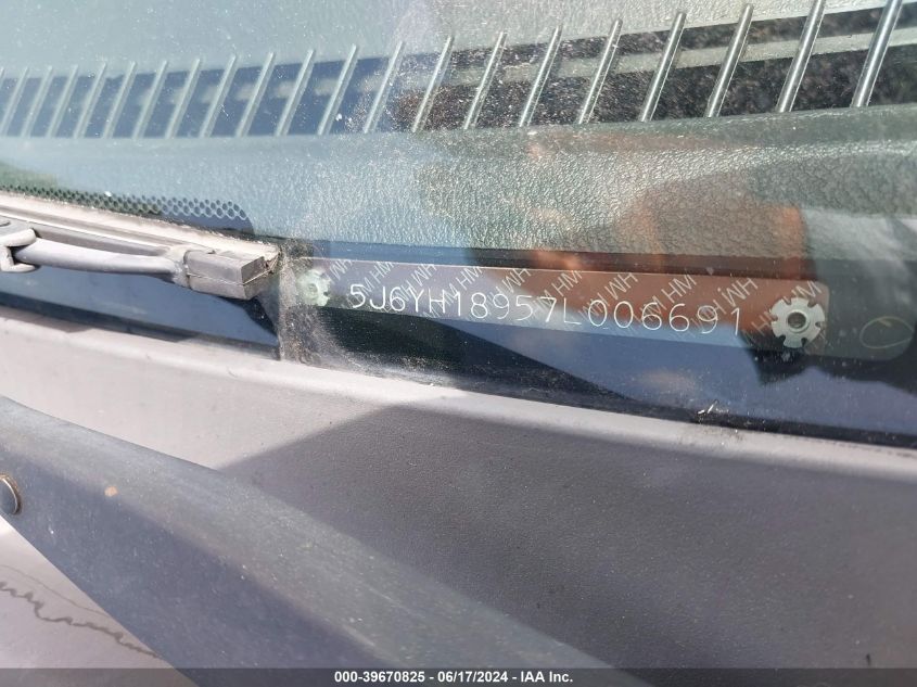 2007 Honda Element Sc VIN: 5J6YH18957L006691 Lot: 39670825