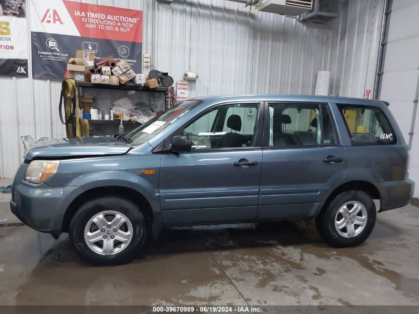 2007 Honda Pilot Lx VIN: 2HKYF18147H528027 Lot: 39670989