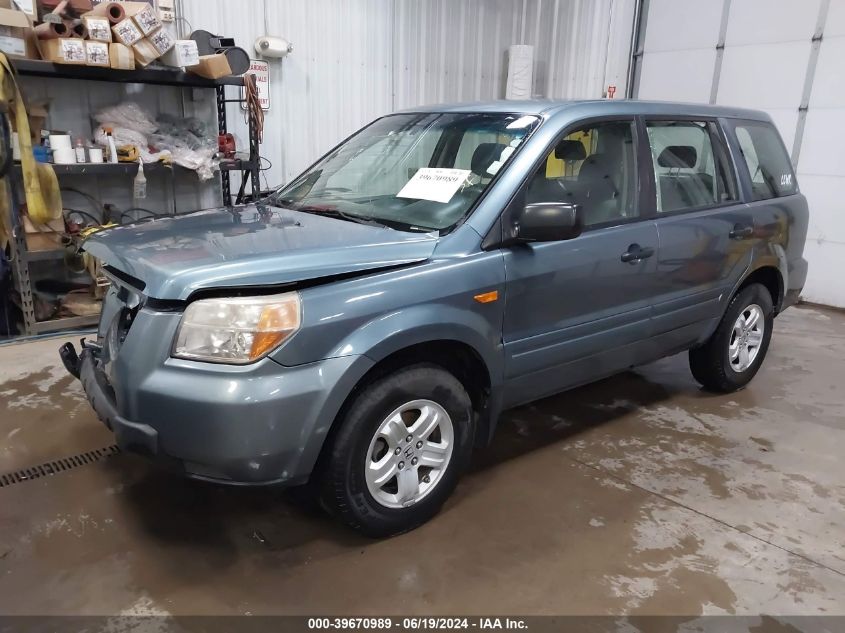 2007 Honda Pilot Lx VIN: 2HKYF18147H528027 Lot: 39670989