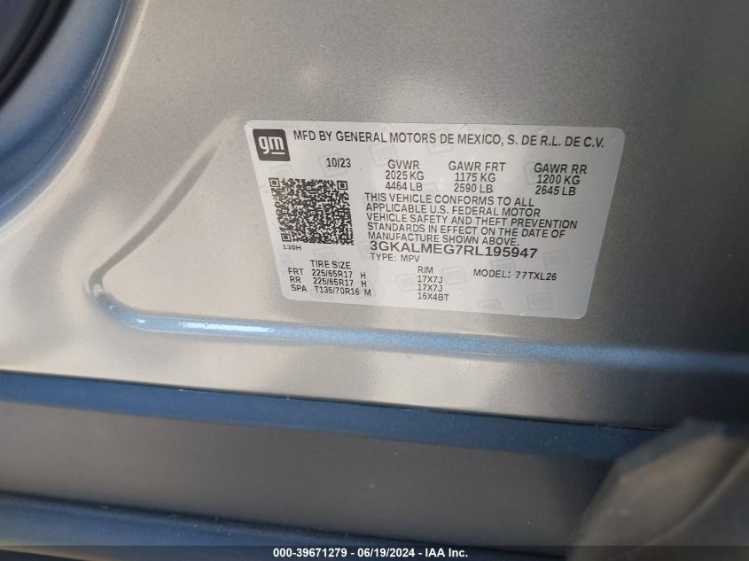 2024 GMC Terrain Sle VIN: 3GKALMEG7RL195947 Lot: 39671279