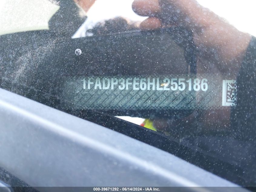 2017 Ford Focus Se VIN: 1FADP3FE6HL255186 Lot: 39671292