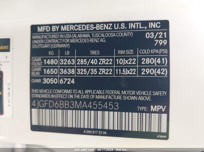 2021 Mercedes-Benz Amg Gle 53 Coupe 4Matic VIN: 4JGFD6BB3MA455453 Lot: 39671347