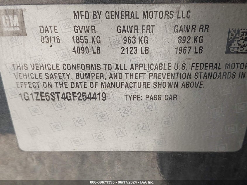 2016 CHEVROLET MALIBU 1LT - 1G1ZE5ST4GF254419