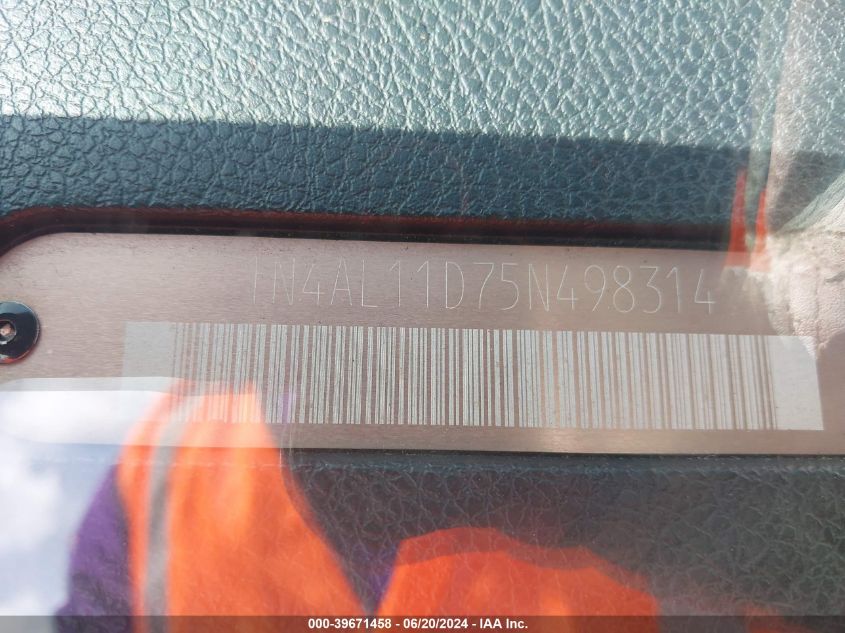 2005 Nissan Altima S/Sl VIN: 1N4AL11D75N498314 Lot: 39671458