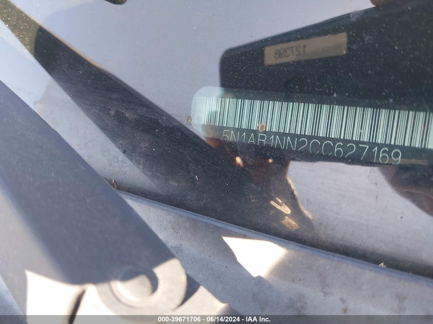 2012 Nissan Pathfinder Silver VIN: 5N1AR1NN2CC627169 Lot: 39671706