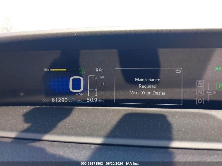 2016 Toyota Prius Three VIN: JTDKARFU5G3011198 Lot: 39671802