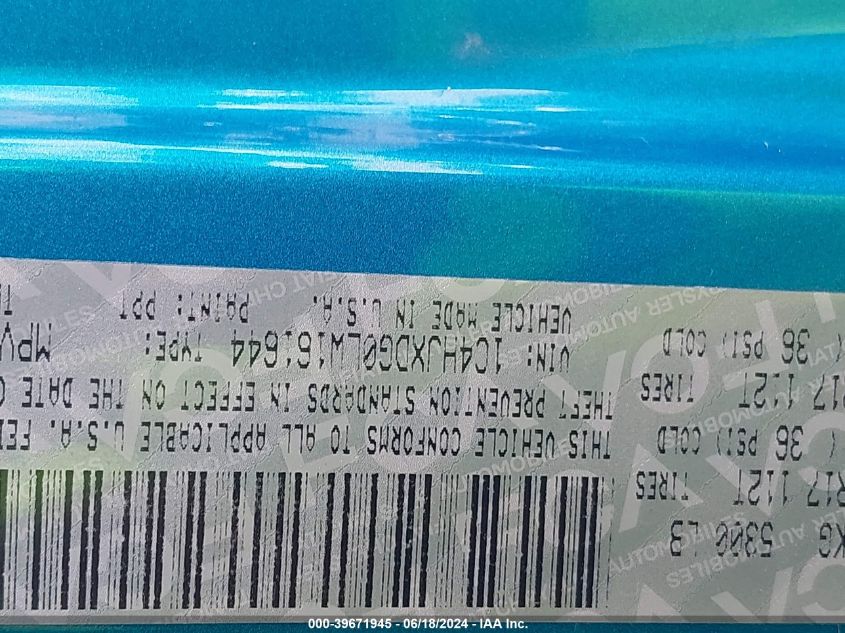 2020 Jeep Wrangler Unlimited Sport VIN: 1C4HJXDG0LW16164 Lot: 39671945