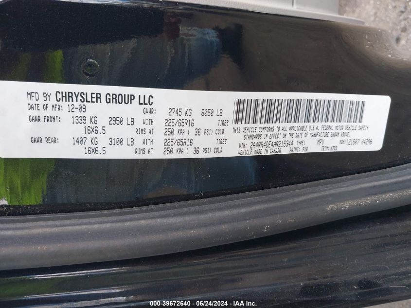 2A4RR4DE4AR215344 2010 Chrysler Town & Country Lx