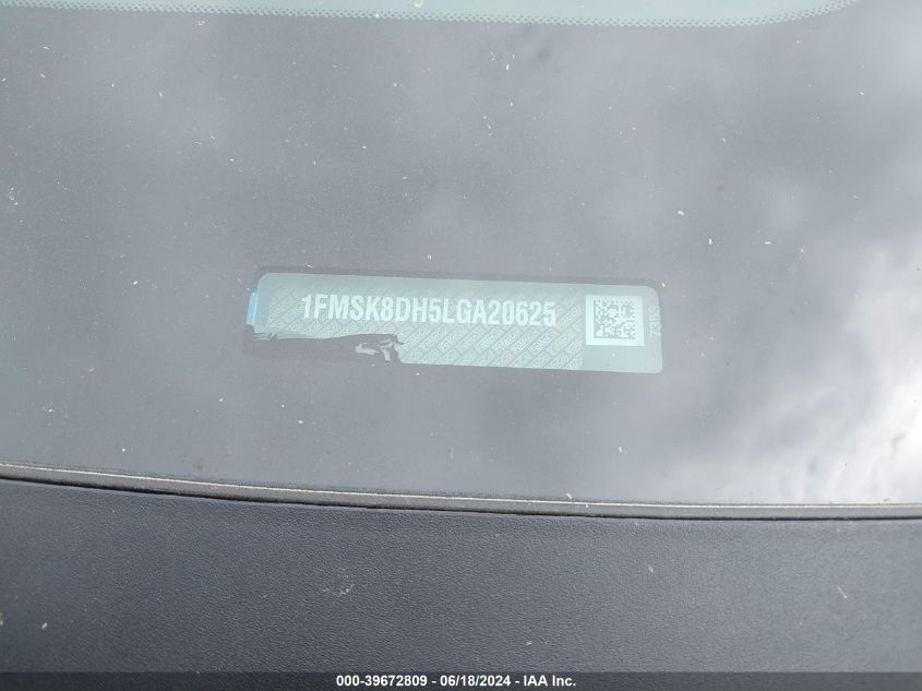 2020 Ford Explorer Xlt VIN: 1FMSK8DH5LGA20625 Lot: 39672809