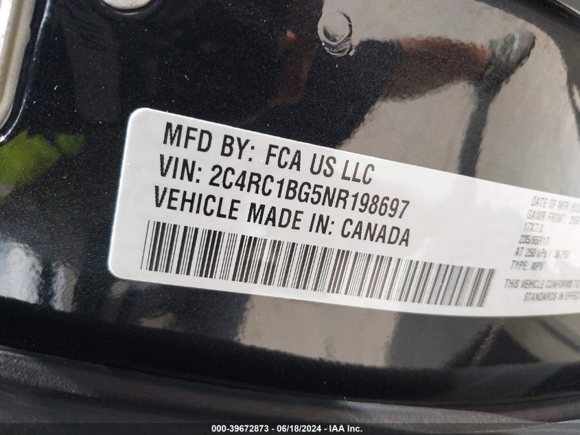 2022 Chrysler Pacifica Touring L VIN: 2C4RC1BG5NR198697 Lot: 39672873