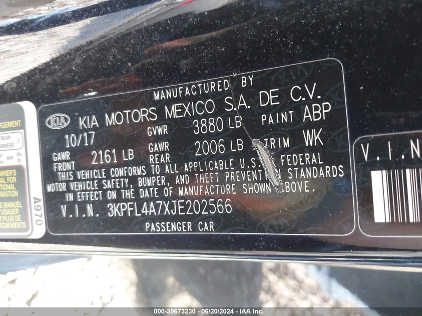 2018 KIA FORTE LX/S - 3KPFL4A7XJE202566