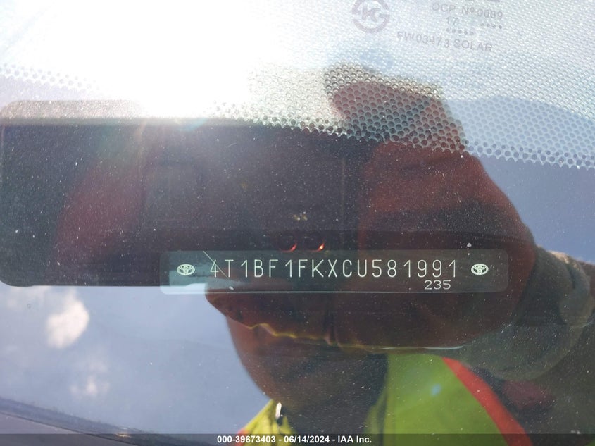 2012 Toyota Camry Se VIN: 4T1BF1FKXCU581991 Lot: 39673403