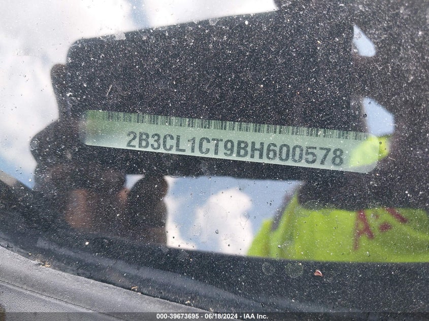 2011 Dodge Charger Police VIN: 2B3CL1CT9BH600578 Lot: 39673695