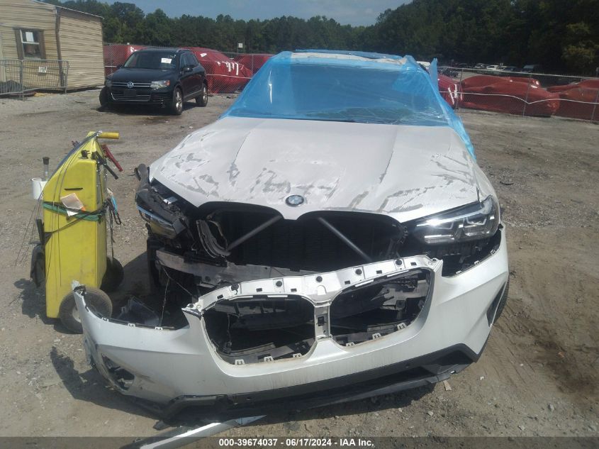 2022 BMW X3 xDrive30I VIN: 5UX53DP08N9N17638 Lot: 39674037