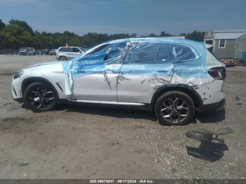 2022 BMW X3 xDrive30I VIN: 5UX53DP08N9N17638 Lot: 39674037