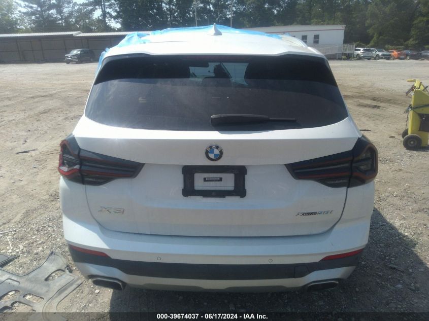 2022 BMW X3 xDrive30I VIN: 5UX53DP08N9N17638 Lot: 39674037