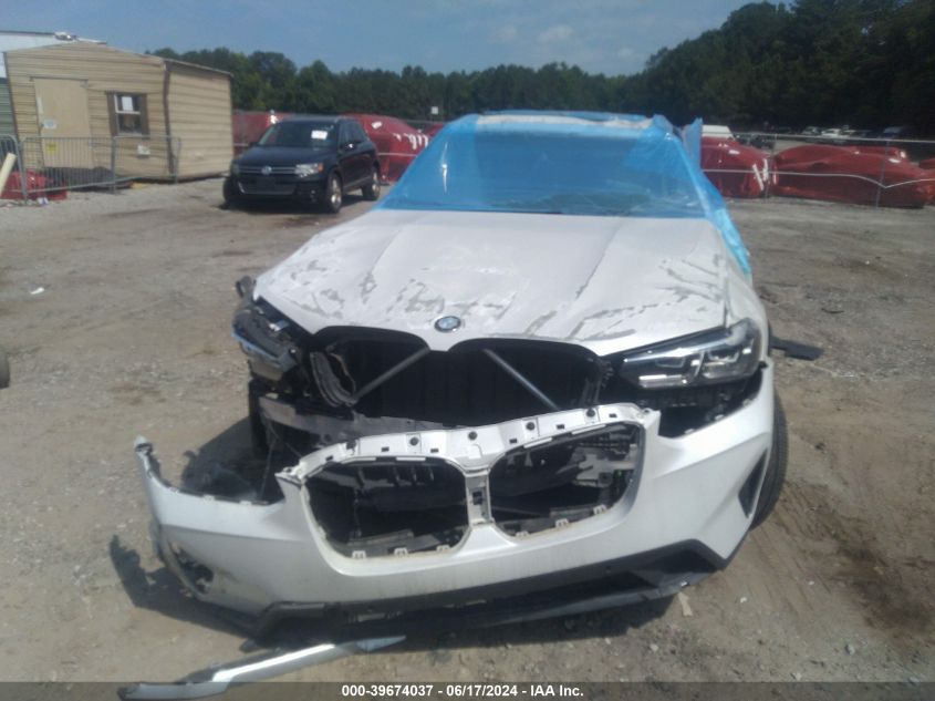 2022 BMW X3 xDrive30I VIN: 5UX53DP08N9N17638 Lot: 39674037