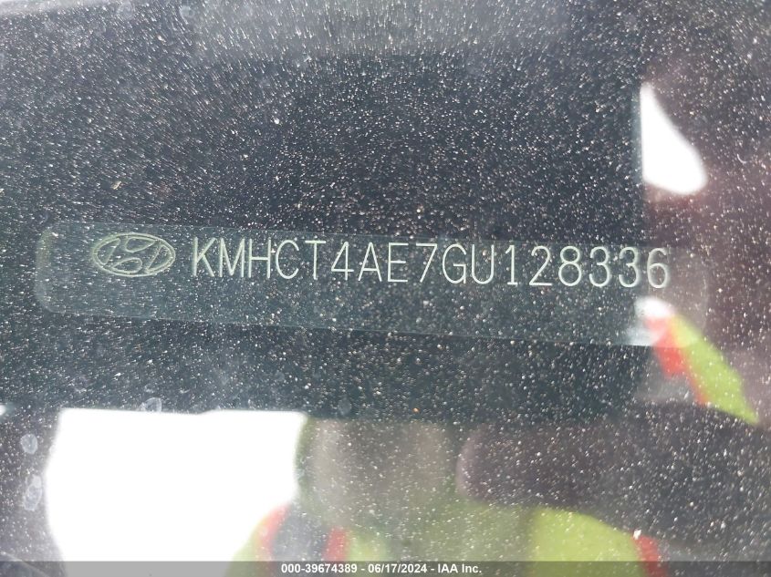 2016 Hyundai Accent Se VIN: KMHCT4AE7GU128336 Lot: 39674389