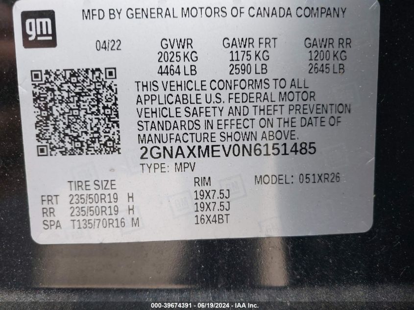 2022 CHEVROLET EQUINOX FWD RS - 2GNAXMEV0N6151485