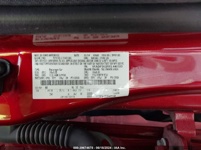 2014 Ford Focus Titanium VIN: 1FADP3N25EL440333 Lot: 39674678