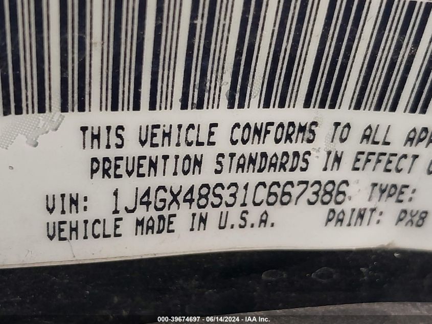 2001 Jeep Grand Cherokee Laredo VIN: 1J4GX48S31C667386 Lot: 39674697