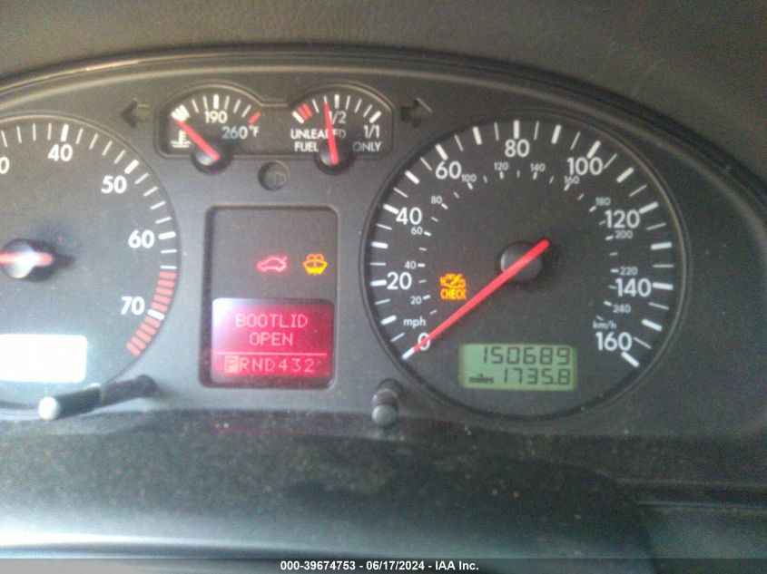 2001 Volkswagen Passat Glx VIN: WVWJH63B31E033351 Lot: 39674753