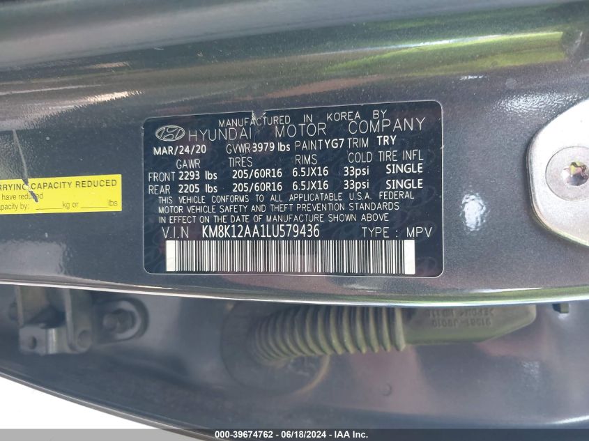 2020 HYUNDAI KONA SE - KM8K12AA1LU579436