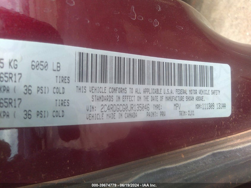 2018 DODGE GRAND CARAVAN SXT - 2C4RDGCG0JR135046