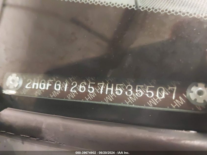 2007 Honda Civic Lx VIN: 2HGFG12657H535507 Lot: 39674902