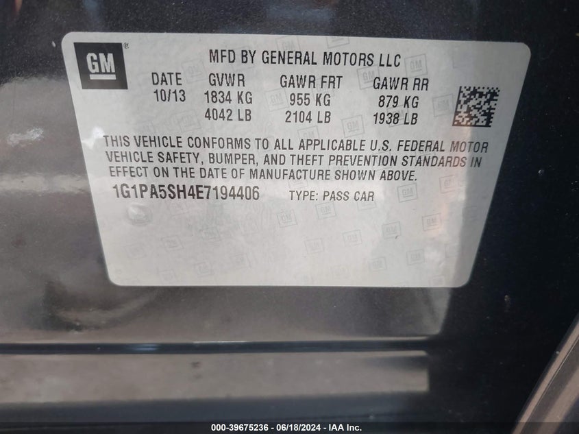 2014 CHEVROLET CRUZE LS - 1G1PA5SH4E7194406