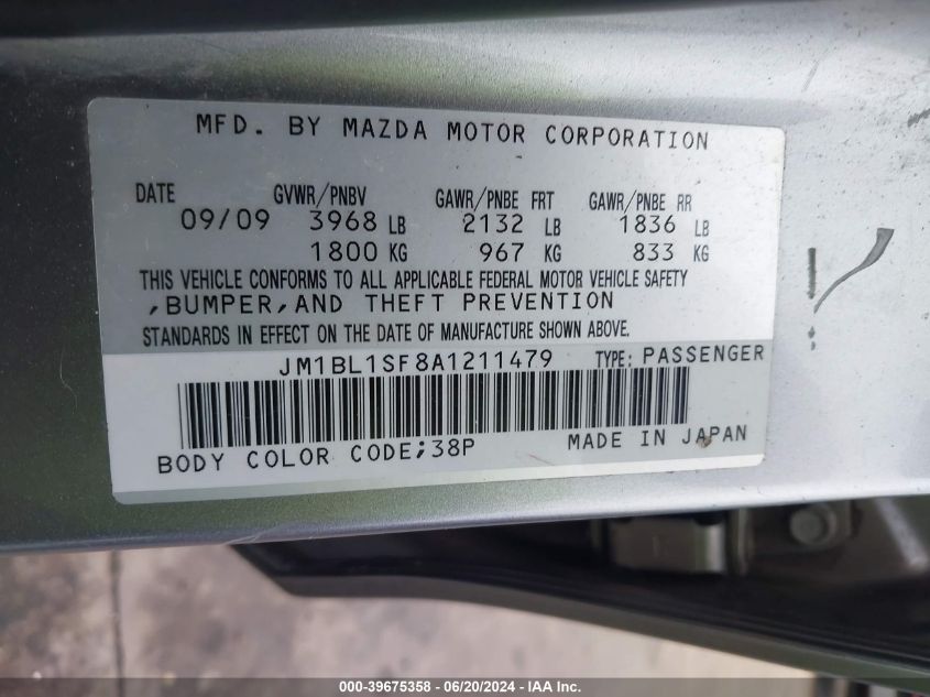 2010 Mazda Mazda3 I Touring VIN: JM1BL1SF8A1211479 Lot: 39675358