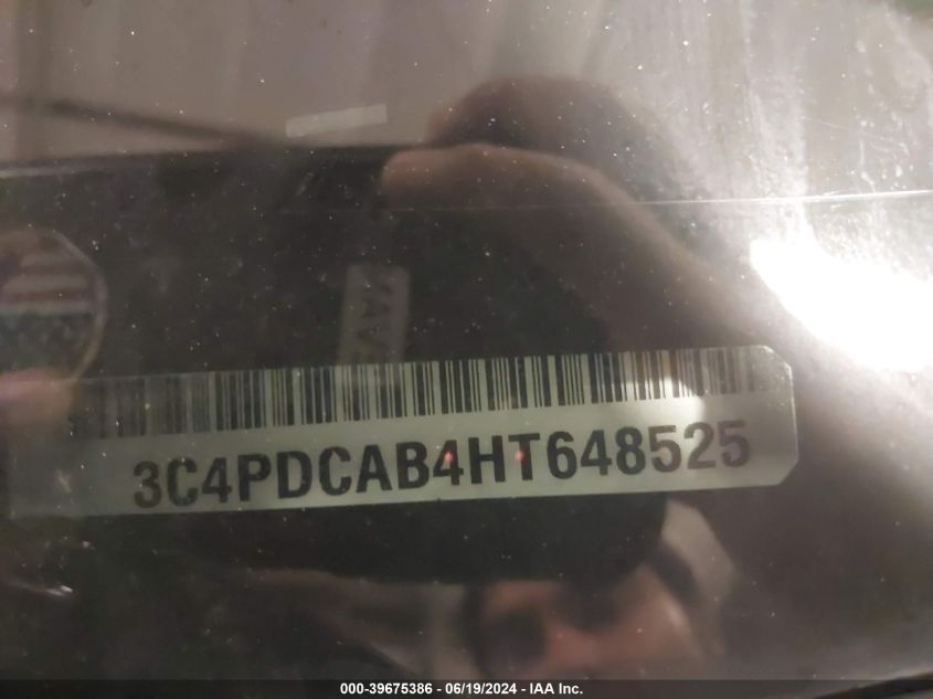 2017 Dodge Journey Se VIN: 3C4PDCAB4HT648525 Lot: 39675386