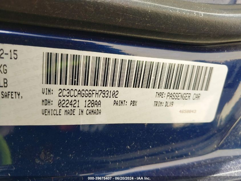 2015 Chrysler 300 300S VIN: 2C3CCAGG6FH793102 Lot: 39675407