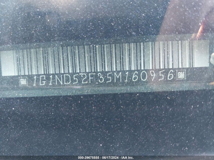 2005 Chevrolet Classic VIN: 1G1ND52F35M160956 Lot: 39675555