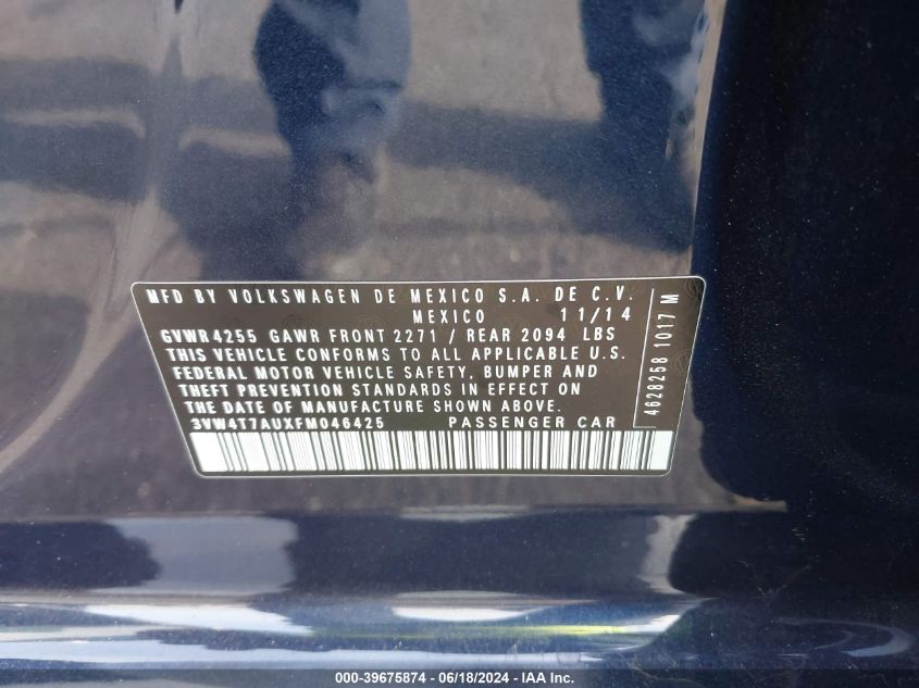 2015 VOLKSWAGEN GOLF GTI 2.0T S 4-DOOR - 3VW4T7AUXFM046425