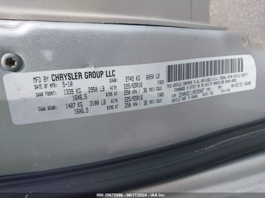 2010 Dodge Grand Caravan Hero VIN: 2D4RN3D11AR336067 Lot: 39675996