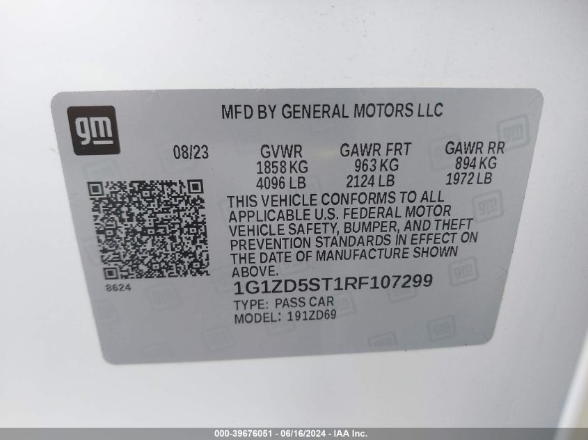 1G1ZD5ST1RF107299 | 2024 CHEVROLET MALIBU