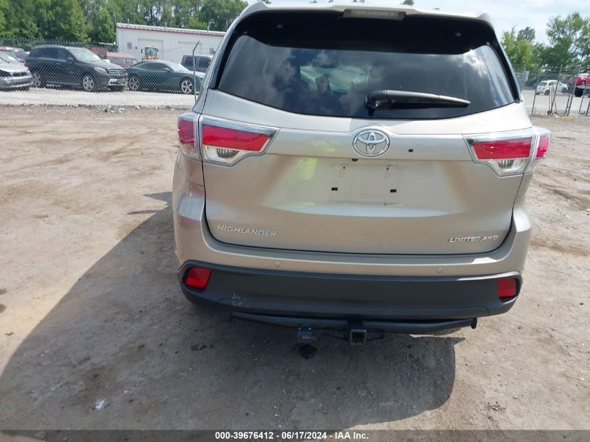 2016 Toyota Highlander Limited V6 VIN: 5TDDKRFH9GS301743 Lot: 39676412